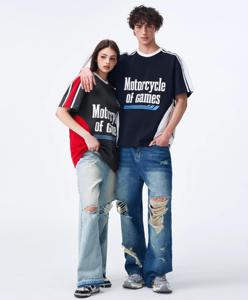 เสื้อยืดคอกลมแขนสั้นทรงโอเวอร์ไซส์ผ้าฝ้ายถัก 100% พิมพ์ลายตัวอักษรโลโก้แบบกำหนดเอง ระบายอากาศได้ดี พิมพ์ลายสกรีน สำหรับทุกเพศ - Product Image 1