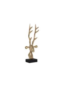 Sculpture moderne de tête de cerf dorée, figurine abstraite de cerf en aluminium pour la décoration de maison de luxe, statue de renne en métal, centre de table artistique - Product Image 1