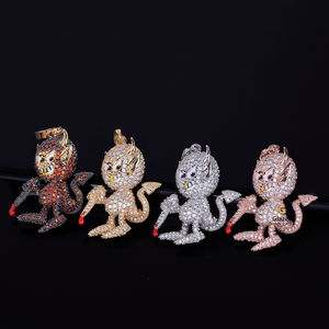 VVs Clarity Round Brilliant Cut Lab Grown Diamonds 5 TCW Iced Out Hip Hop Custom 925 Sterling Silver Cartoon Pendant Unisex Gift - Product Image 4