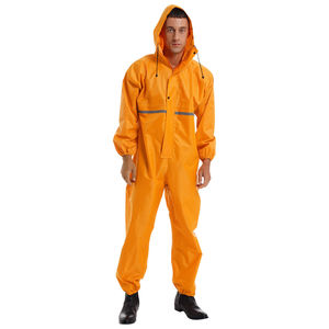 Nylon <b>Waterproof</b> One Piece Work Coveralls Hooded Raincoat Unisex Reflective <b>Overall</b> <b>Waterproof</b> Protective Working Uniform - Product Image 6