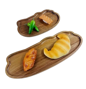 Juego de dos vajillas para servir en casa, plato de madera para servir frutas secas, vajilla de mesa de Color marrón, aperitivos y golosinas - Product Image 1
