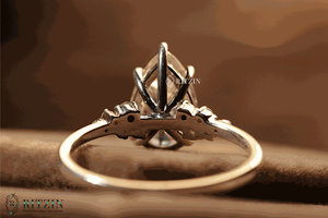 Pera y corte redondo diamante 7 piedra estilo anillo de compromiso para mujer - Product Image 2