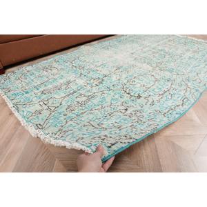 Alfombra Vintage de 3.6x6.2 pies, Alfombra Persa Turca de Lana Azul - Product Image 5