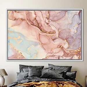 Impression sur toile d'art marbré scintillant de luxe - Décoration moderne et tendance, 1P : encadré blanc - Product Image 1