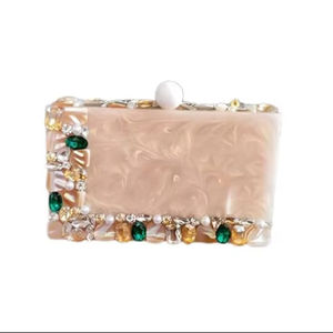 Pochette artisanale exclusive en résine pour événements Pochette artisanale artistique en résine pour femmes Pochette de soirée en résine de luxe - Product Image 1