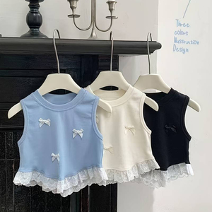 T-shirts d'été pour filles, de haute qualité, décontractés, unis, sans manches, col rond, doux, respirants, respectueux de la peau - Product Image 2