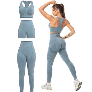 Ensembles de yoga de haute qualité sur mesure ensemble de yoga 3 pièces sans couture pour femme ensemble de yoga personnalisé ensemble leggings - Product Image 1