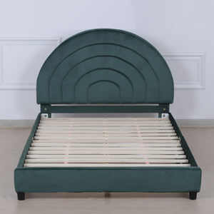 Lit d'enfant en bois capitonné en velours avec tête de lit réglable, design confortable pour hôtel et chambre d'enfant - Product Image 3