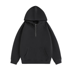 Unisexe 550 GSM coupe-vent tissu surdimensionné 1/4 fermeture éclair à capuche en relief personnalisé Oem broderie hiver décontracté mode hommes femmes - Product Image 1