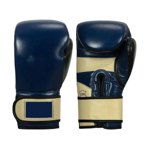 Guantes de Entrenamiento de Boxeo de Cuero Azul Beige con Cierre, Agarre Impermeable y Transpirable para Adultos - Product Image 3