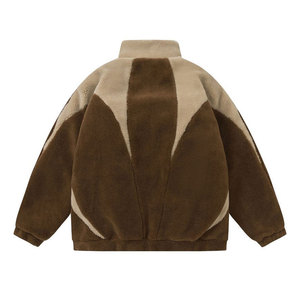 Abrigo de Invierno de Sherpa y Lona Personalizado al por Mayor, Unisex, Holgado, con Capucha, Logotipo Frontal, Cremallera, Manga Larga, Cálido, Estilo Urbano - Product Image 2