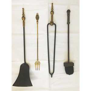 Ensemble de 4 outils de feu faits à la main en laiton et fer pour la maison intérieure et extérieure comprenant 3 outils ensembles de cheminée et accessoires fournitures de jardin - Product Image 5