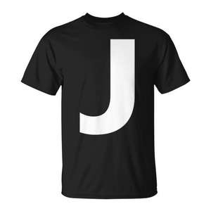 Camiseta Negra con Cuello Redondo y Letra J en Mayúscula, Camiseta Promocional - Product Image 1