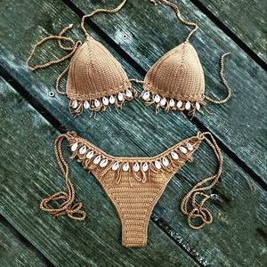 Bikini tendance en crochet coquillage brun tan - Product Image 4