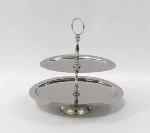 Soporte de pastel ovalado de lujo de Metal para decoración de bodas y suministros para fiestas venta al por mayor soporte de pastel de 3 niveles por Decor IMPEX - Product Image 4