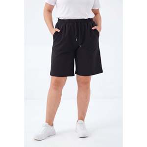 Shorts en coton grande taille noirs - Product Image 1