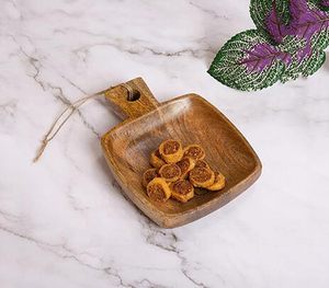 Plateau de service en bois de luxe de meilleure qualité avec poignée assiettes carrées en PC pour restaurant hôtel usage domestique - Product Image 2