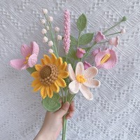 Bouquet de fleurs en coton artisanal au crochet - Rose Parfait pour les mariages et Noël, centre de table et décoration d'intérieur