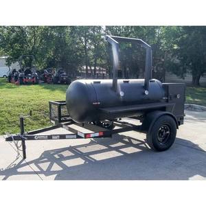 เตาบาร์บีคิวแบบพกพา รุ่นโมเดิร์น ขนาด 250 แกลลอน แบบลากจูง ประตูเดียว พร้อมอุโมงค์รมควัน ตุ้มถ่วงน้ำหนัก 3500 ปอนด์ เพลาเหล็กคาร์บอน ขนาด 15 นิ้ว - Product Image 1