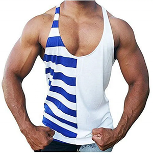 Custom OEM Men's Back <b>Tank</b> <b>Top</b> <b>Stripe</b> Cotton Stringer Gym Fitness Singlet Workout Muscle Bodybuilding Men's Printed <b>Tank</b> <b>Top</b> - Product Image 4