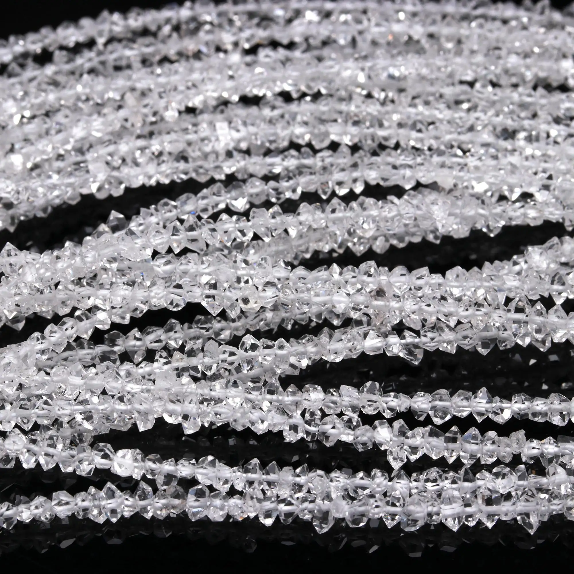 AAA+ DRILLED HERKIMER DIAMOND 3 - 4 mm CRYSTAL BEADS Natural Raw Clear Herkimer Diamond Drilled Quartz Jewelry Making Beads