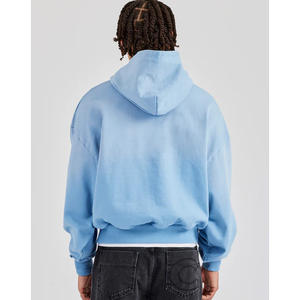 Sweat à capuche brodé de luxe personnalisé Streetwear Sweat à capuche en polaire vierge Vintage surdimensionné délavé à l'acide délavé au soleil en détresse Sweat à capuche zippé - Product Image 5