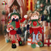 Zaves Xmas Décoration Circus Elements Clown Stand sur un pied Noir Blanc Plaid avec des rayures rouges blanches pour garçons et filles