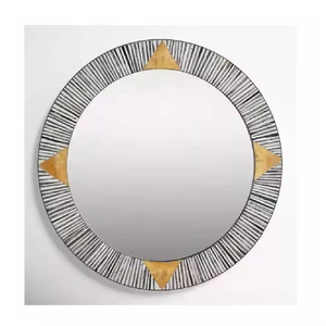 Marco de espejo de pared de hueso redondo hecho a mano de alta calidad espejo de hueso decorativo por Artesanías de media luna - Product Image 3