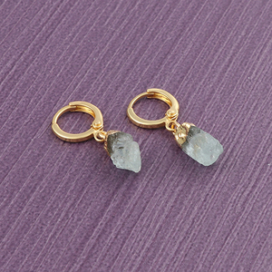 ชุดต่างหูสไตล์โบฮีเมียนพลอยอะความารีนจากธรรมชาติหินวันเกิดเดือนมีนาคมพลอยกุหลาบทองแฮนด์เมดเครื่องประดับทันสมัยสำหรับผู้หญิงขายส่ง - Product Image 3