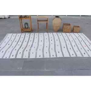 Alfombra Grande Vintage de 4.7x10 pies (142x306 cm), Alfombra Turca Blanca con Diseño Floral de Lana - Product Image 3