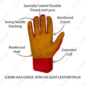 Gants de frappeur de baseball respirants et durables antidérapants Gant de frappeur de conception personnalisée professionnelle - Product Image 5