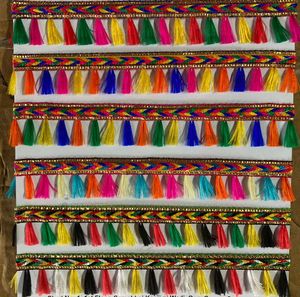 "Decorative Latkan Lace Trim Traditional Tassel Lace with Beads, Embroidery & <b>Pom</b>-Poms <b>for</b> Sarees, Lehengas, Dupattas, Blouses - Product Image 6