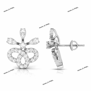 Boucles d'oreilles clous en argent 925 avec diamant moissanite, design floral élégant, étincelant, pour soirée de luxe - Product Image 2