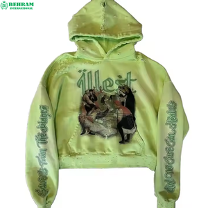 Sweat à capuche pour homme personnalisé avec logo imprimé, doublure polaire, écologique, effet délavé vintage, sérigraphie, 100% coton, idéal pour l'hiver - Product Image 4