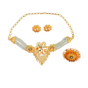 Super Sell 2024 collar pendientes anillo conjunto con 22K chapado en oro estilo de lujo conjunto de joyas para la venta por exportadores - Product Image 1