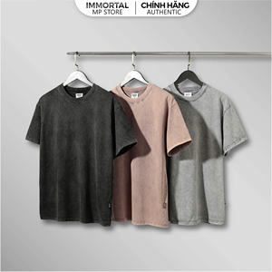 Personalizar Logo Gimnasio Camisetas Hombres Mujeres Ropa activa al aire libre Lavado ácido Cuello Manga corta 100% Algodón Fabricante de Vietnam - Product Image 2