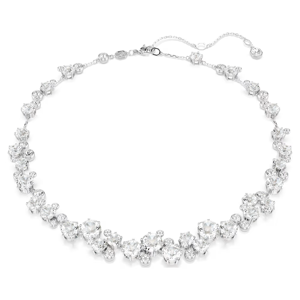 Luxury Silver Floral Crystal Bridal <b>Statement</b> <b>Necklace</b> for Women Wedding Party Cubic Zirconia Diamond Jewelry - Product Image 1
