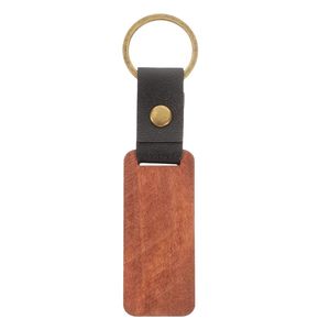 Porte-clés rectangulaire personnalisé en bois vierge pour plaque d'immatriculation, promotionnel, en gros - Product Image 1