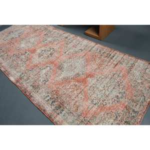 Alfombra turca Vintage naranja y Beige de 49x115 pies, patrón de pasillo rectangular clásico, lana, viscosa, poliéster, respaldo de látex para la vida - Product Image 4