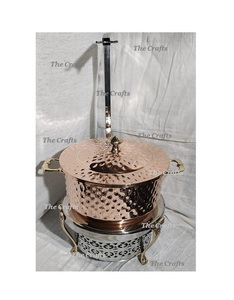 Chauffe-plats martelé en cuivre avec chauffe-plats en acier Chowkhi de la meilleure qualité pour les événements de mariage - Product Image 2