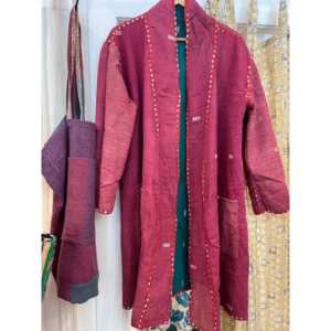 Chaqueta Kantha Vintage Greensleeves para Mujer, Reversible, Acolchada, de Cuero con Relleno de Algodón, Decoración de Patchwork, para Primavera y Otoño - Product Image 6