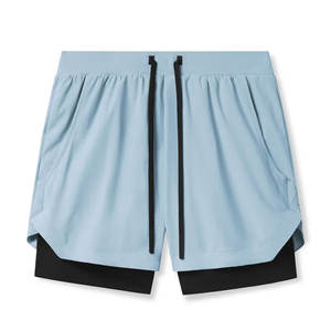 Quick Dry 2 In 1 Fitness <b>Shorts</b> For <b>Men</b> <b>With</b> Stretch Fabric And <b>Zipper</b> Storage - Product Image 1