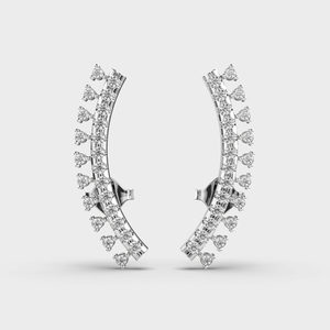 Boucles d'oreilles pendantes en diamant incurvé de luxe en or multicolore 14 carats |   Boucles d'oreilles en diamant taille ronde |   Bijoux fins pour femmes - Product Image 5