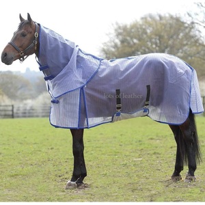 Couverture de protection contre les mouches pour cheval d'équitation, été, combo, filet anti-mouches, couverture, 60gsm-280gsm, couleur bleue, respirante, meilleur prix, couverture pour cheval - Product Image 2