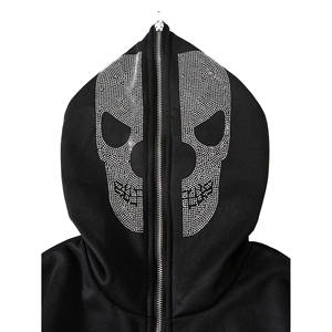 OEM High Quality Blank Full Face <b>Zip</b> <b>Hoodie</b> Oversize Custom Heavyweight Cotton <b>Black</b> Zipup <b>Hoodie</b> Rhinestone Full <b>Zip</b> <b>up</b> <b>Hoodie</b> - Product Image 2