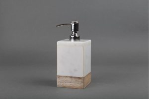 Distributeur de savon liquide en marbre blanc et en bois pour la maison, l'hôtel, le restaurant, accessoires de salle de bain très vendus - Product Image 2