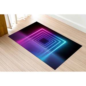 Alfombra Portal de Luz Neón: Alfombra Antideslizante Impresa en 3D, con Pelo Suave - Product Image 1