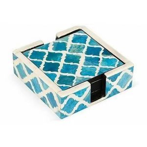 Nouveau style de sous-verres en céramique fleurie artisanat incrustation naturelle pierre métallique tapis et tampons vierges personnalisés cadeau - Product Image 6