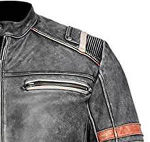 Personalizado Biker Zip-Up Cafe Racer Slim Fit Chaqueta de piel de oveja genuina Invierno Stand Collar Motociclistas Lana - Product Image 3