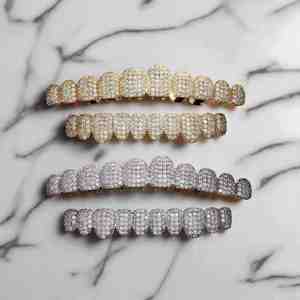 Grillz en argent 925 plaqué rhodium avec moissanite et micro-incrustation de diamants pour hommes, bijoux hip-hop, cadeaux de mariage, Luxira Jewels - Product Image 2